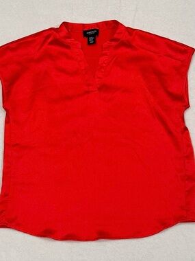 Jones New York Bright Red Satin Top
